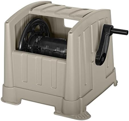 Garden Hose Reel Cart Suncast CPLPPJ100DT Hideaway with 100-Foot Hose Capacity, Heavy Duty Resin Portable. Perfect for Patio & Poolside Cleaning