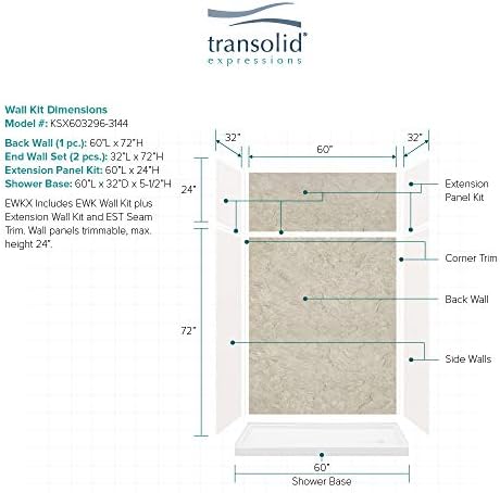 Transolid KSX603296-8997SC-3144 Expressions 32-in x 60-in x 96-in Alcove Shower Kit with Extension and Door, White/Sea Fog and Silver