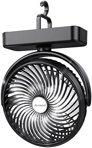 AMACOOL 10000mAh Battery Operated Camping Fan with LED Light-7 inch