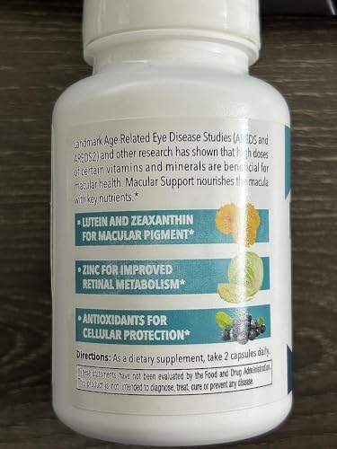 Macular Support with Lutein, Zeaxanthin Supplements, 60 Vegetarian Capsules | Doctor Formulated Eye Vitamins for Adults with Vitamin C, E, B6, Calcium