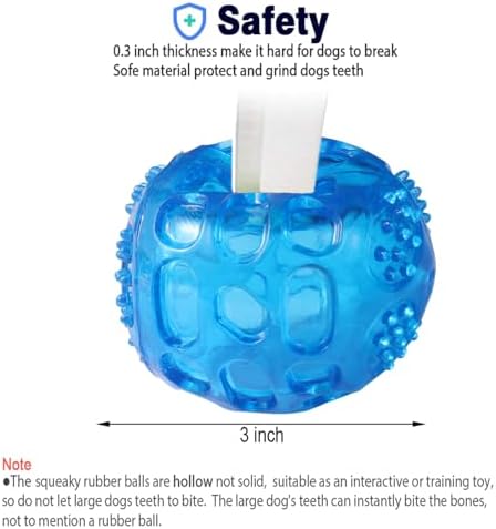 ACEONE Dog Squeaky Ball, Pet Squeak Chew Bouncy Rubber Toy Balls for Small Medium Dogs Indestructible Exercise Training Playing (3 Balls)
