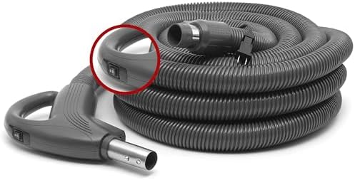 Broan NuTone by Drainvac 30FT Central Vacuum Hose for Electric Powerhead Brush – Crushproof Kink-Resistant Hose and 3-Position On/Off Switch –