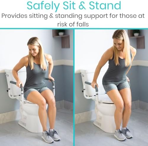 Vive Toilet Safety Rail - Adjustable Grab Bar - Compact Support Frame | Handrail for Bathroom Toilet Seat - Easy Installation for Handicap Senior