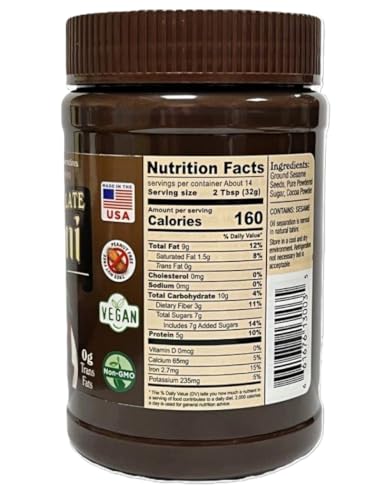 Sesame King Chocolate Sesame Tahini Spread - 16 oz | Dairy-Free, Nut-Free, Gluten-Free