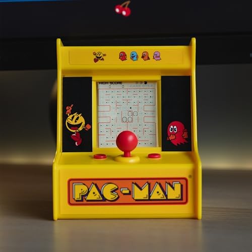 Pac-Man Desktop Arcade – Retro Mini Arcade Game with Classic 8-Bit Gameplay, LCD Screen, Joystick Controls, Battery-Powered