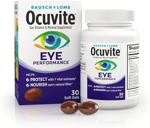 Ocuvite Eye Performance Vitamin & Mineral Supplement, Lutein and Zeaxanthin Supplements, Vitamins C, D, E, Zinc, and Omega-3