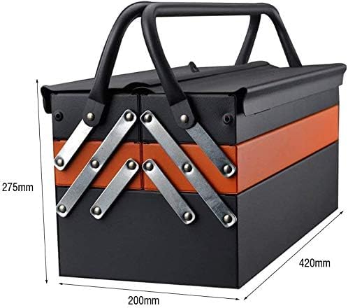 Edward Tools Portable Metal Tool Box with 3 Level Fold Out Organizer Storage - Heavy duty metal frame with smooth metal cantilever latchets