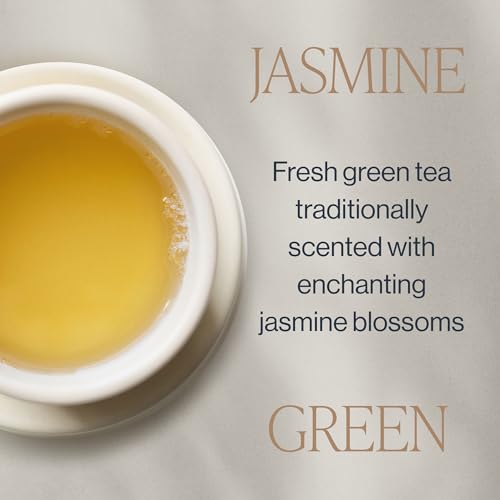 Rishi Tea Jasmine Organic Chinese Green Sachet Tea Bags, Caffeinated, 15ct | Floral Aroma and Taste, Jasmine Flower, Calm, Sustainable, 15 Servings