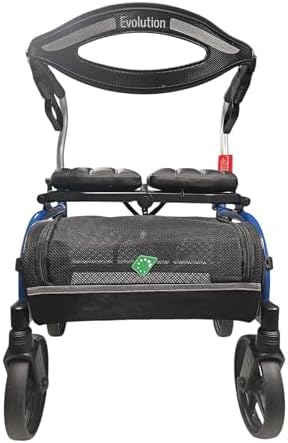 Evolution Trillium Lightweight Walker Rollator with Seat, Wheels, Brakes for Indoor, Outdoor Mobility, Regular Blue