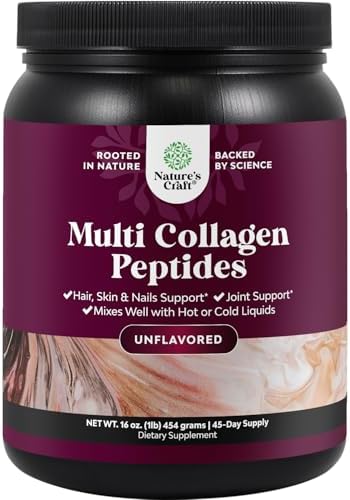 Advanced Multi Collagen Complex - Ageless Multi Collagen Peptides Supplements with Type 1 2 3 5 & X & Biotin for Hair
