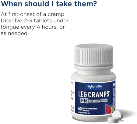 Hyland's Leg Cramps PM, Relief of Nighttime Leg, Calf, and Foot Cramps, 50 Quick-Dissolving Tablets 4-Pack (200 Total)