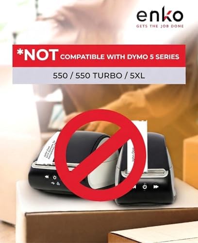 enKo 30252 12 Rolls | 4200 Address and Shipping Labels (1-1/8 x 3-1/2 in) | Water resistant Direct Thermal Return Address and Barcode Labels Compatible with Dymo LabelWriter 450 Turbo and 4XL Printers