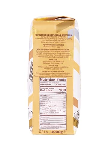 Antimo Caputo Semolina Wheat Flour 2.2 LB (Pack of 6) Bulk - Italian Durum Semola Di Grano - All Natural Dough for Fresh Pasta