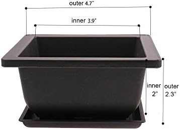MUZHI 6PCS/Pack Retro Style Basin Plastic Flower Pot 6.5 Inch Flower Bonsai Tree Plant Bowl Nursery Pots Maceta Cuadrada Simulational Purple Sands Pots with Tray Rectangle Small