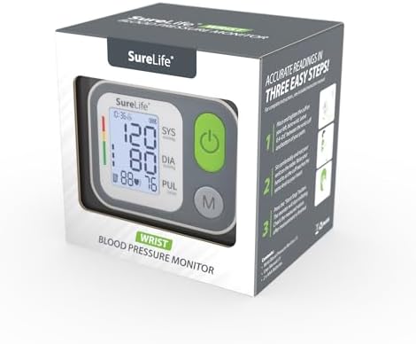 SureLife Premium Wrist Blood Pressure Monitor | Voice Readout, Irregular Heartbeat Alerts, Color-Coded Backlit LCD Screen, Fully Automatic