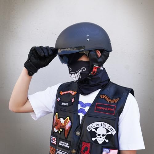 VCOROS Carbon Fiber Open Face Retro Motorcycle Half Helmet DOT