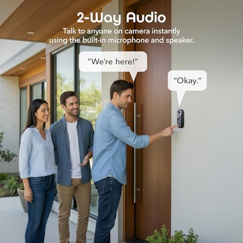 Geeni Halo 3MP Smart Video Doorbell Camera, Battery Powered or Hardwired | Includes plug-in chime, 2K HD video, 2-way audio, night vision