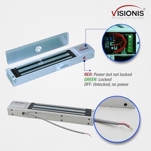 Visionis FPC-5192 600lbs Indoor Electromagnetic Lock with 600 lbs L and Z Bracket for Inswinging Door Access Control Maglock