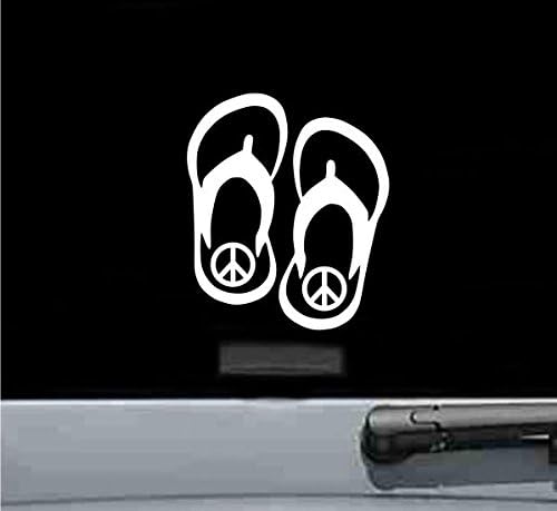 JS Artworks Peace Sign Flip Flops Sandals Vinyl Decal Sticker