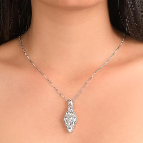 Cubic Zirconia Pendant Necklace in Stainless Steel 20 Inches