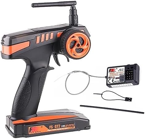 Flysky FS-GT2 RC Transmitter with FS-GR3E Receiver, 2.4GHz 2 Channel Digital Radio Controler and Receiver for RC Car Boat