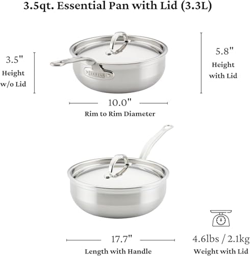 Hestan ProBond Forged - Professional Clad Stainless Steel All-In-One Pan, 5 Quart, with Helper Handle, Induction Compatible