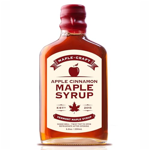 Maple Craft Foods Salted Caramel Maple Syrup – Organic Vermont Maple Syrup with Natural Caramel Flavor & Salt, Gourmet Flavored Syrup for Pancakes, Coffee, Baking and Desserts, 6.8 oz