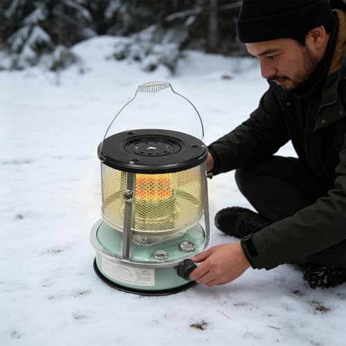 Portable Kerosene Heater 9000 BTU Indoor Outdoor Heater with Adjustable Flame, 4.6L Tank, 15-17 hr Runtime, Fuel Gauge, Mesh Guard, for Garage