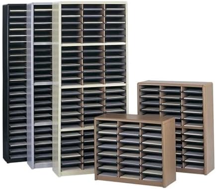Scranton & Co Filing Cabinet, 72 Compartments, Black Finish, 75" Height, Contemporary Style Organizer for Home or Office Storage