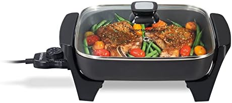 Proctor Silex Electric Skillet with Lid, 116 sq. in. Nonstick Cooking Surface for Frying, Sauteing, Simmering and Braising