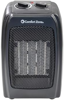 Comfort Zone CZ442E Personal Energy Save Ceramic Heater - 1500W Portable with Adjustable Thermostat, Tip-Over Switch & Overheat Protection, Black