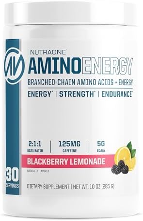 NutraOne Amino Energy BCAA Powder Pre-Workout Supplement with Caffeine Branched Chain Amino Acids to Help Fuel and Recover* (Berry Lemonade - 30