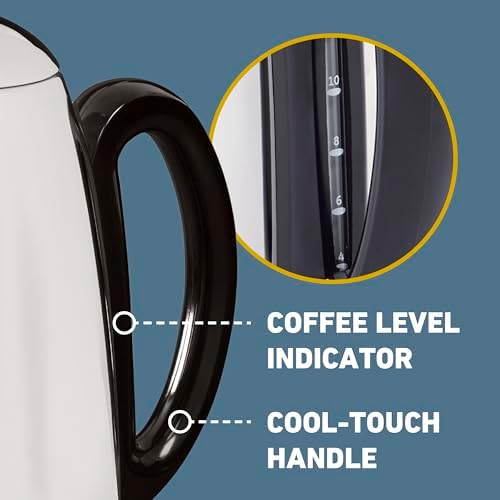 West Bend Electric Percolator Classic Style Coffee Maker with Heat Resistant Handle Base and Detachable Cord with Stainless Steel Stem and Basket