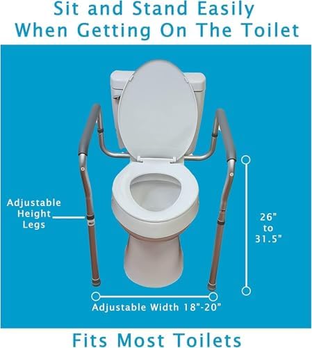 Carex Toilet Safety Rails, Adjustable and Detachable Toilet Safety Frame with Handles for Elderly, Handicap, or Disabled