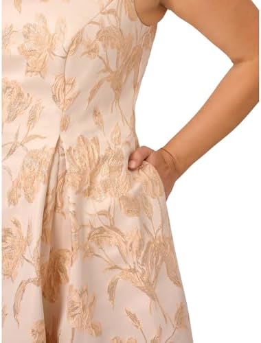 Adrianna Papell Women's Plus-Size Beaded Illusion Gown