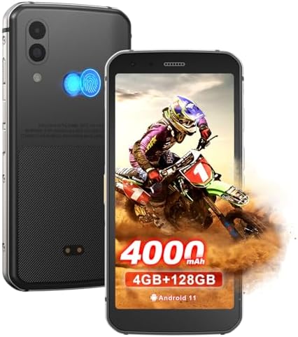 Unifone S62 Unlocked Rugged Cell Phone (128GB, 4GB) 5.7" IP68 Waterproof Android Smartphone, 12MP Dual Camera, All Day Battery, NFC