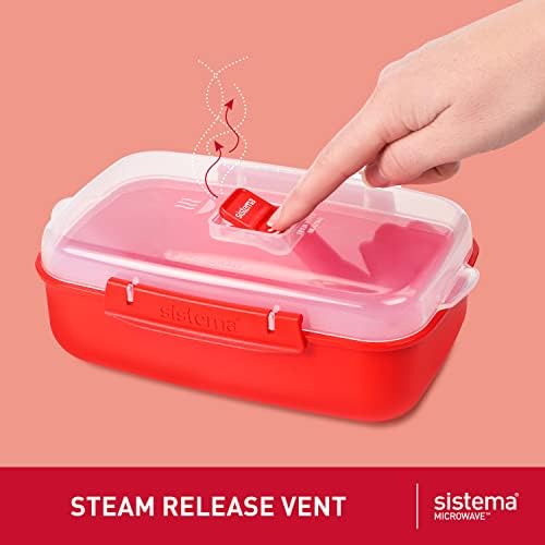 Sistema Heat & Eat Microwaveable Food Steamer with Removable Steamer Basket & Steam Release Vents, Large 3.2L Capacity, Dishwasher & Freezer-Safe, BPA-Free