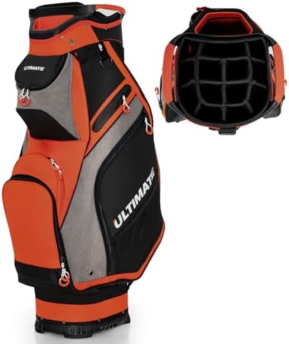 Goplus Golf Cart Bag with 14-Way Top Organizers, Lightweight Portable Golf Club Bag W/7 Zippered Pockets Including Waterproof Valuable Pockets