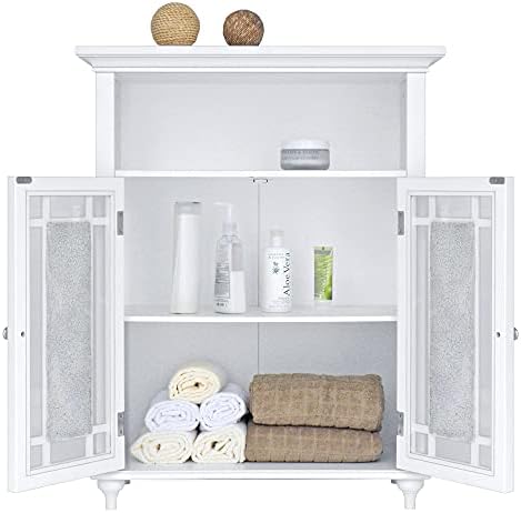 Teamson Home Windsor 26.5 in. x 34.02 in. 2-Door Freestanding Wooden Floor Cabinet with Adjustable Shelves for Storage Solutions in Bathrooms