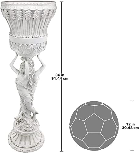 Design Toscano Les Filles Joyeuses Dancing Maidens Pedestal Column Plant Stand with Urn, 36 Inch Tall, Cast Stone Resin, Antique Stone Finish