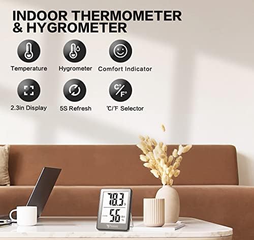 DOQAUS 3 Pack Digital Hygrometer Indoor Thermometer Humidity Monitor Black