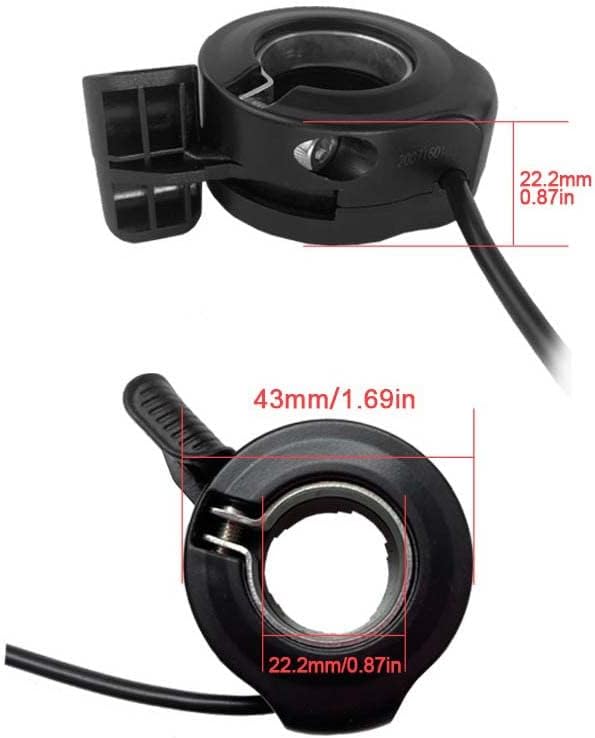 Schuck E-Bike Thumb Throttle 130X,Waterproof Accelerator,22.2mm/0.87in Handlebars，Left/Right Universal Bicycle Conversion Replacement Parts