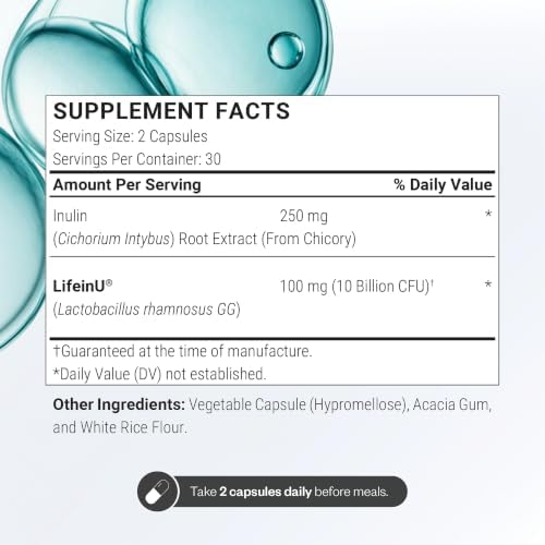 Supersmart Lactobacillus Rhamnosus GG 10 Billion CFU per Day (LGG Probiotic with Inulin) - L. Rhamnosus Supplement | Non-GMO & Gluten Free - 60 DR