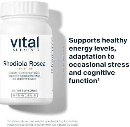 Vital Nutrients Rhodiola Rosea - Rhodiola Supplement for Healthy Energy, Memory, and Stress Support - Gluten, Dairy, Soy Free - Non-GMO - 60 Capsules