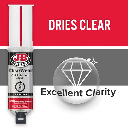 J-B Weld 50112 ClearWeld 5 Minute Set Epoxy Syringe - Clear - 25 ml, 25ml