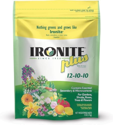 Ironite Plus Shrubs, Trees Plant Food Bag Granular 12-10-10 3lb | Garden fertilizer, fast-acting, essential plant minerals, helps plans develop strong roots and colorful flowers