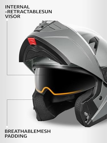 Motorcycle Modular Full Face Helmet DOT Approved - YEMA Helmet YM-925 Motorbike Casco Moto Moped Street Bike Racing Helmet with Sun Visor for Adult Youth Men and Women