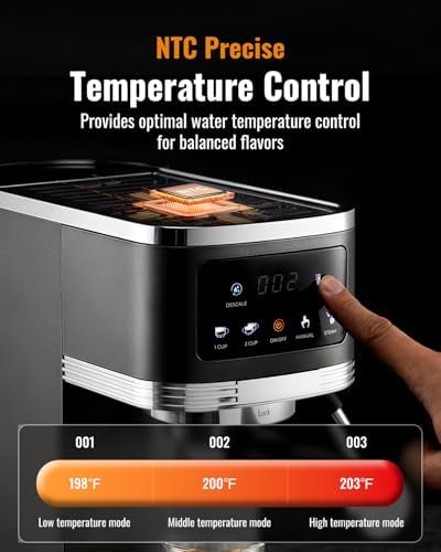SHARDOR Espresso Machine 20 Bar, Professional Espresso Machine with Milk Frother and Touchscreen, Expresso Coffee Machines with Adjustable Temperature,for Cappuccino, Latte, Stainless Steel, White