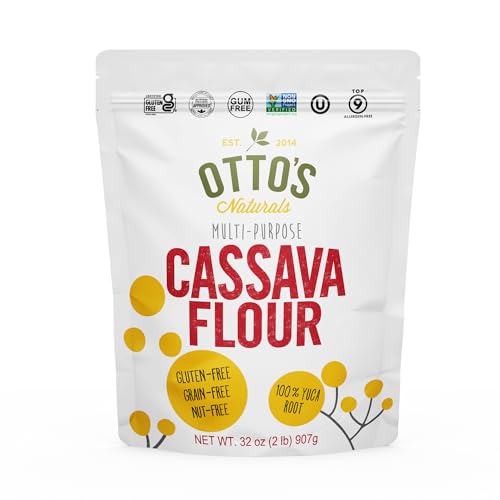 Otto's Naturals Multi-Purpose Cassava Flour, 2 LB. | All Purpose Wheat Replacement, Top 9 Allergen Friendly, Use for Bread, Cake and Crust, Gluten & Grain Free, Non-GMO, Nut-Free