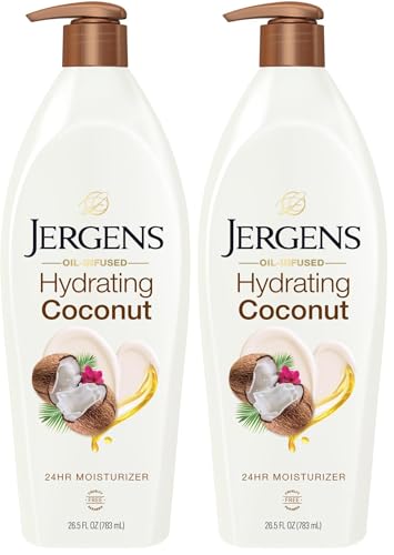 Jergens Hydrating Coconut Body Lotion, Hand and Body Moisturizer, Infused with Coconut Oil, Hydrates Dry Skin Instantly, Dermatologist Tested, 16.8 oz | Coconut Oil, Instantly Hydrates, Dermatologist Tested, Extra Dry Skin Care, Long-Lasting Moisture